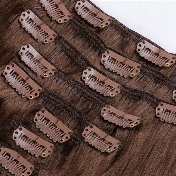 Clip in human hair extensions brown blonde mix LJ028